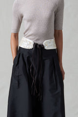 Ultra Wide Waist Belt Shell Button