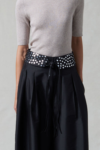 Ultra Wide Waist Belt Black Mirror