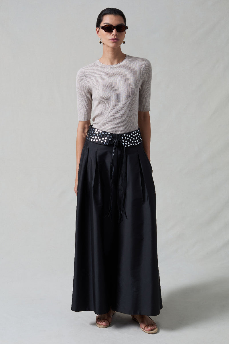 Ultra Wide Mirror Waist Belt Black
