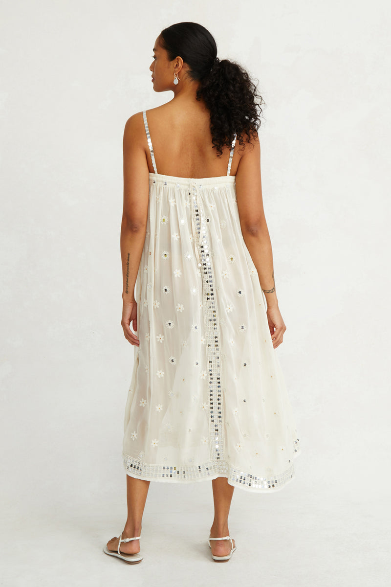 Phoebe Embroidered Dress Cloud Cream