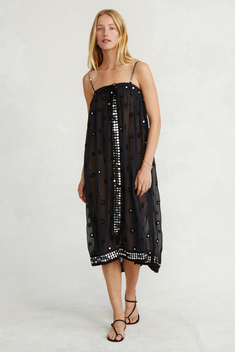 Phoebe Embroidered Dress Total Eclipse