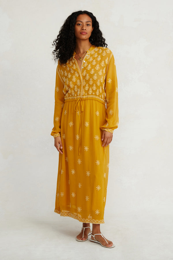 Singh Embroidered Dress Ochre