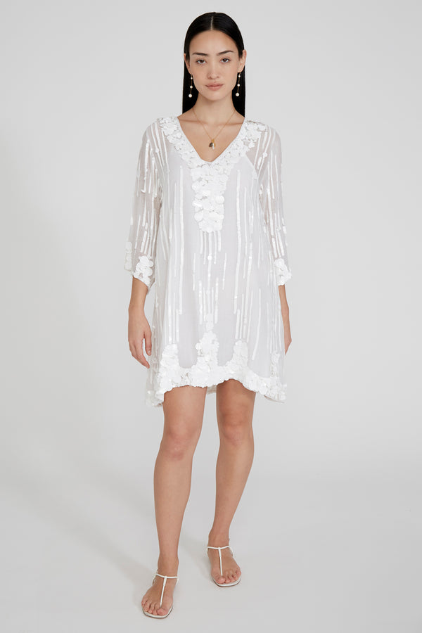 Halle Sequin Mini Dress White