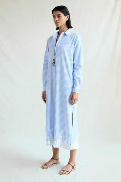 Wave Shirt Dress Blue Stripe