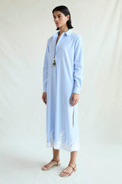 Wave Shirt Dress Blue Stripe
