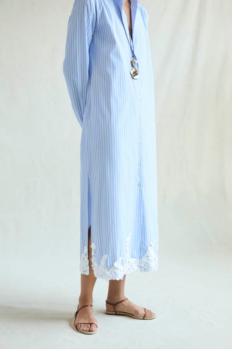 Wave Shirt Dress Blue Stripe