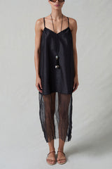 Techno Dupion Mesh Dress Black