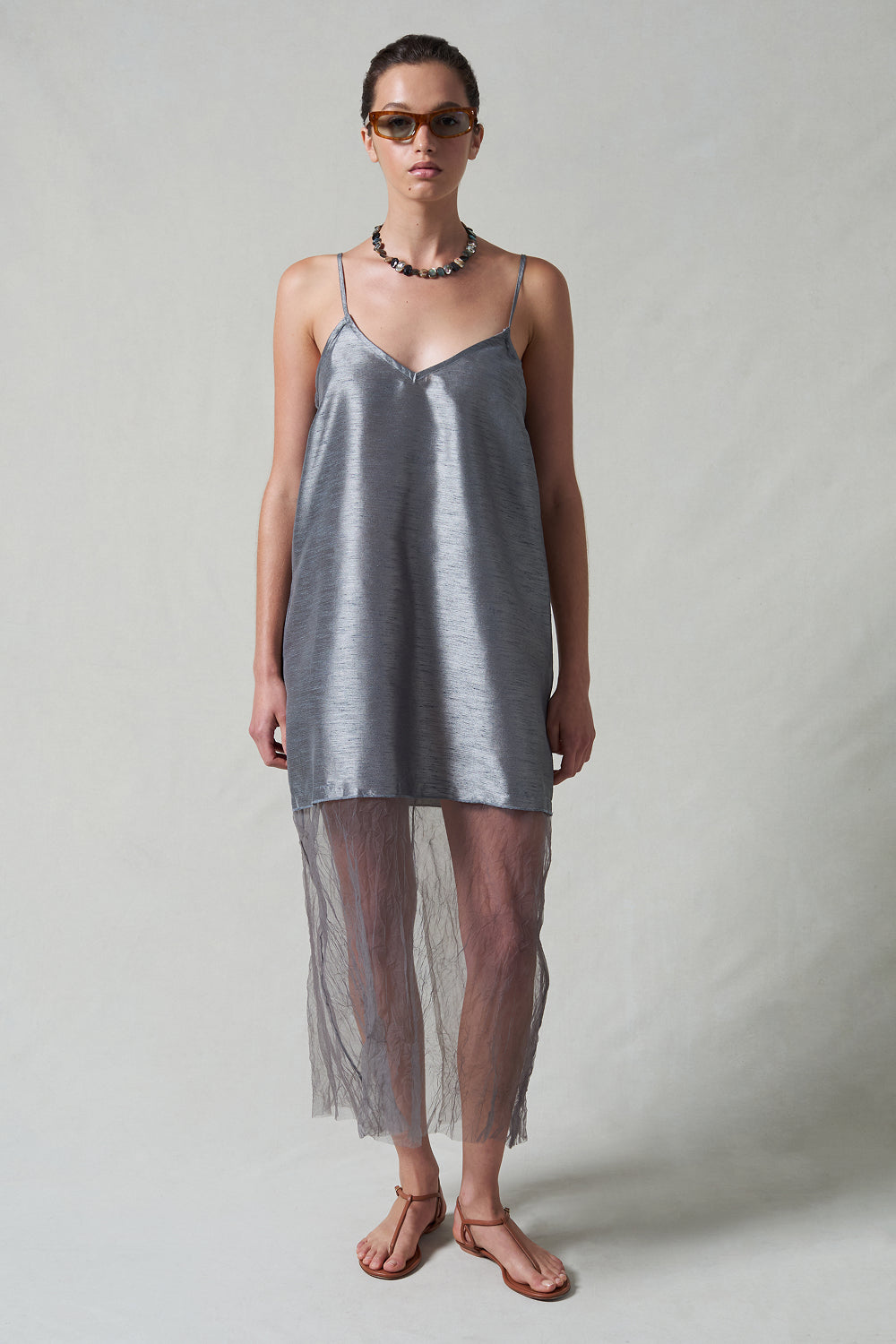 silver mesh dress Nude mesh Anabella Crystal Mesh Handmade Maxi