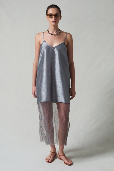 silver mesh dress Dupioni Mesh Dress Steel by Chan Luu | Steel