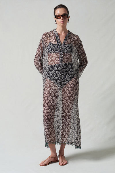 Eloise Beaded Silk Dress Black