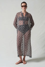 Eloise Beaded Silk Dress Black