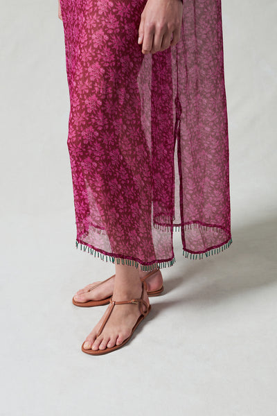 Eloise Beaded Silk Dress Pink