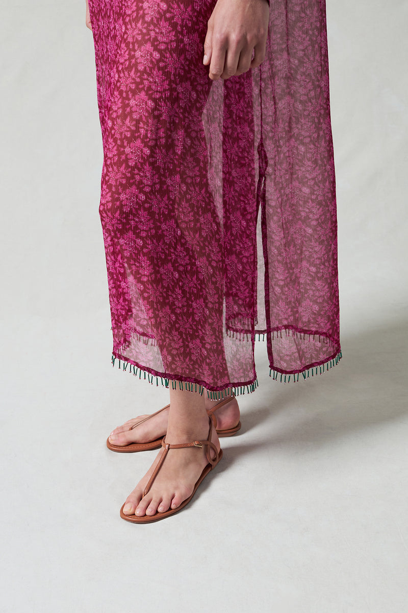 Eloise Beaded Silk Dress Pink