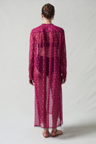 Eloise Beaded Silk Dress Pink