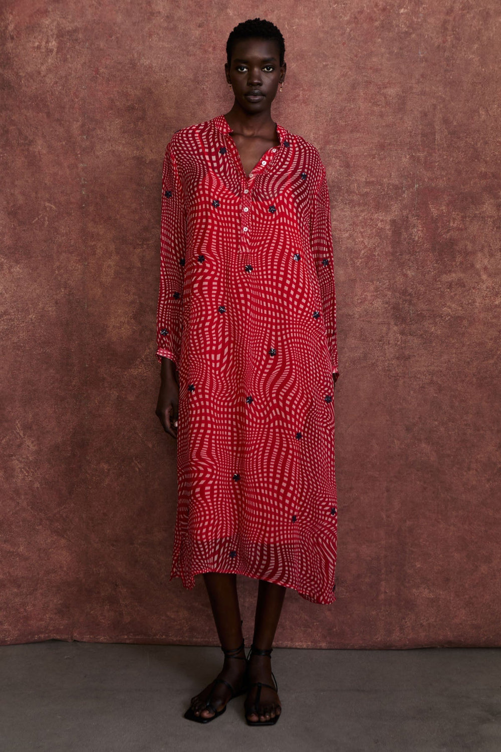 Eloise Dress Red Warped Plaid