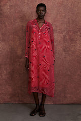 Eloise Dress Red Warped Plaid