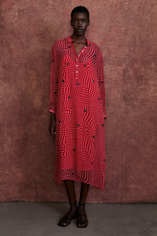 Eloise Dress Red Warped Plaid