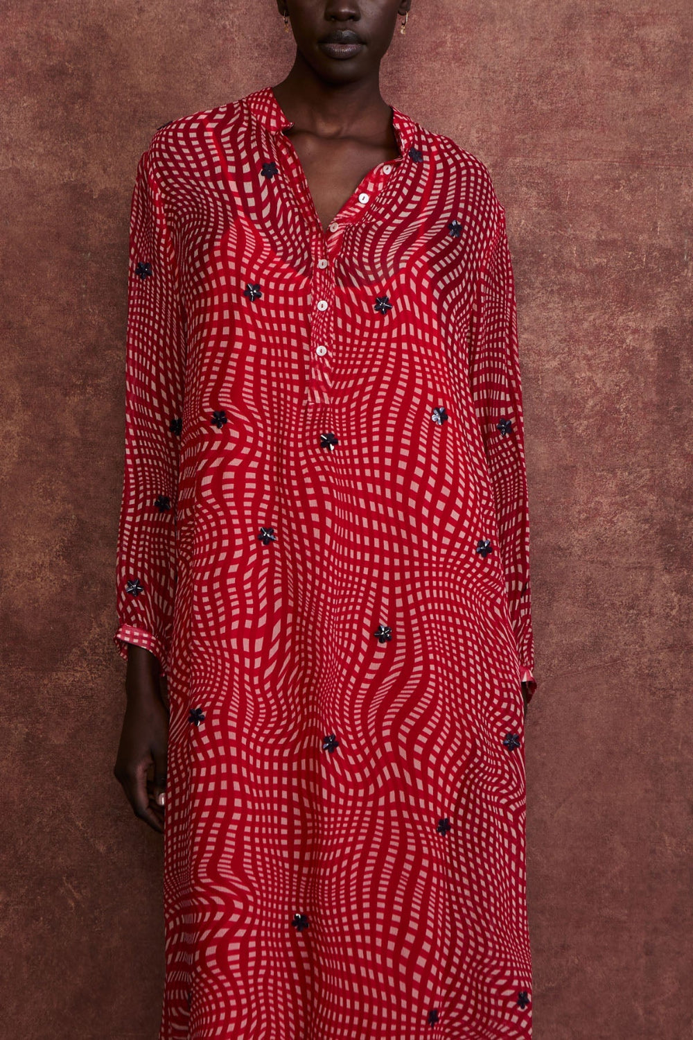 Eloise Dress Red Warped Plaid