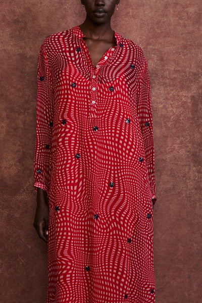 Eloise Dress Red Warped Plaid