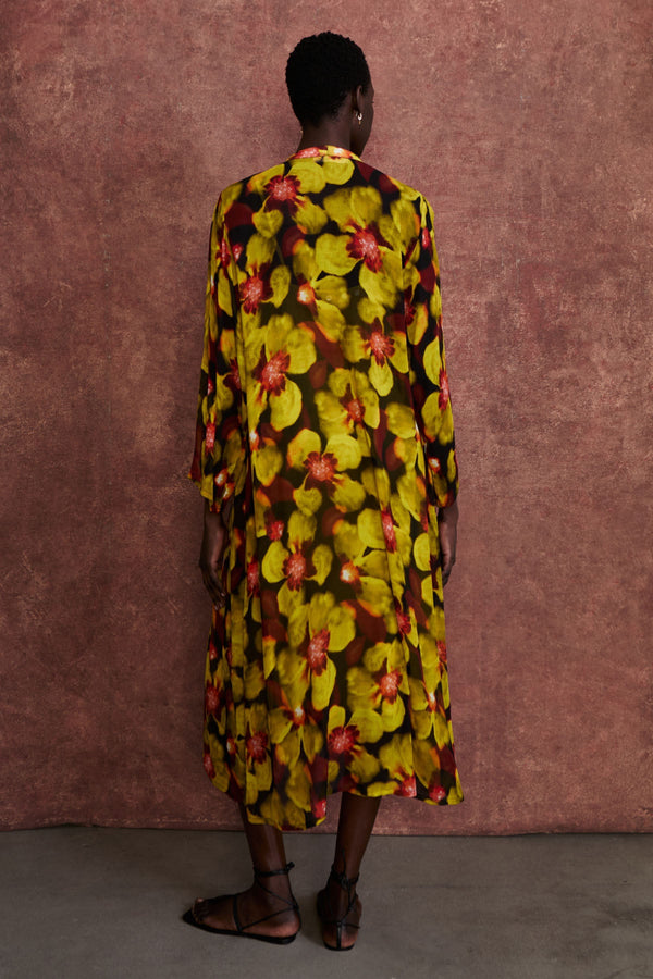 Renata Silk Chiffon Dress Primrose Yellow