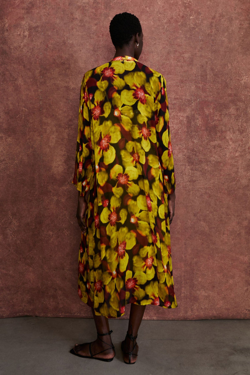 Renata Silk Chiffon Dress Primrose Yellow