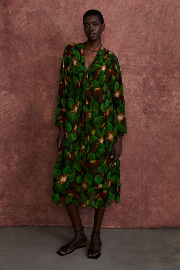 Renata Silk Chiffon Dress Primrose Green