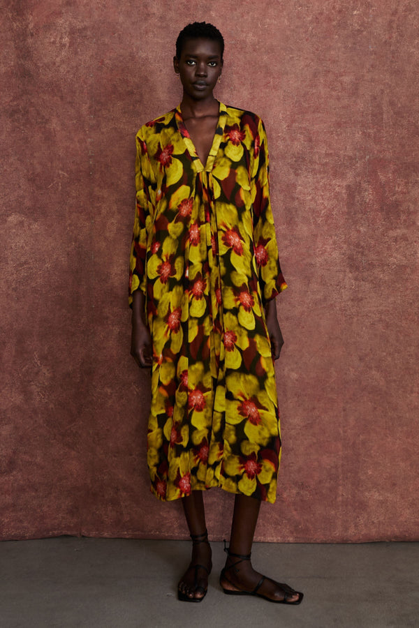 Renata Silk Chiffon Dress Primrose Yellow