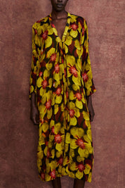 Renata Silk Chiffon Dress Primrose Yellow