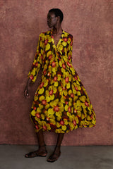 Renata Silk Chiffon Dress Primrose Yellow