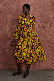 Renata Silk Chiffon Dress Primrose Yellow