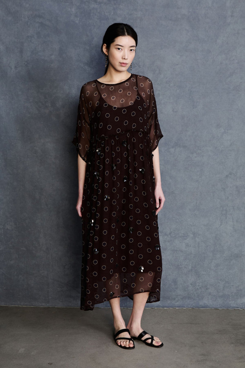 Olivia Silk Chiffon Dress Chocolate by Chan Luu