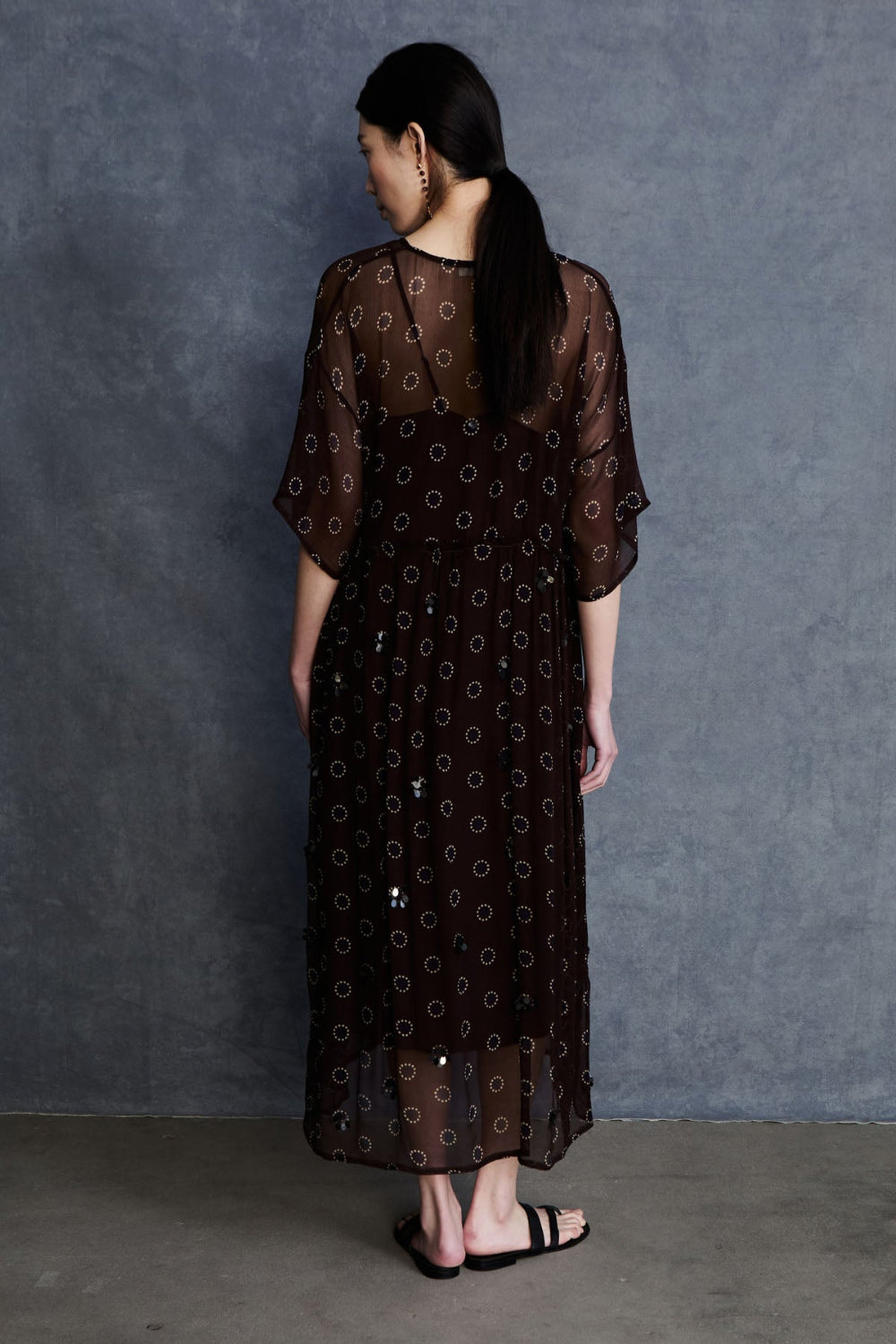 Olivia Silk Chiffon Dress Chocolate