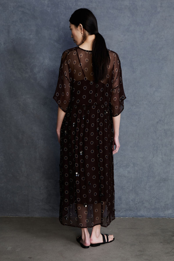 Olivia Silk Chiffon Dress Chocolate
