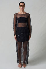 Ghost Crinkle Mesh Overlay Black