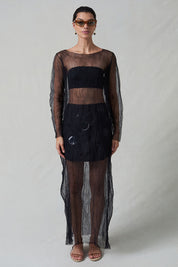 Ghost Crinkle Mesh Overlay Black