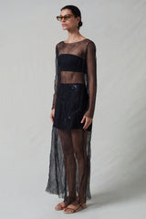 Ghost Crinkle Mesh Overlay Black