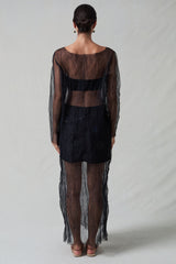 Ghost Crinkle Mesh Overlay Black