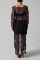 Ghost Crinkle Mesh Overlay Black