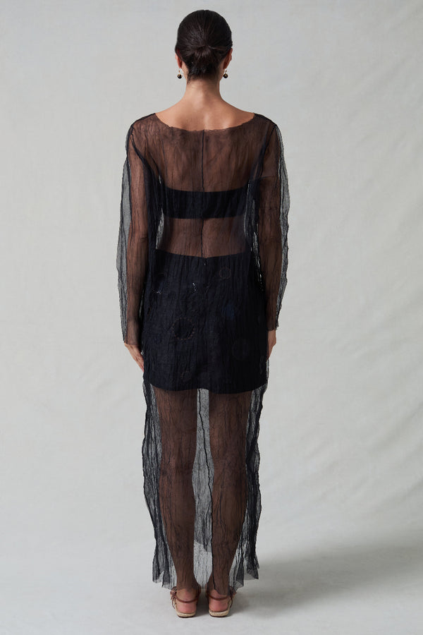 Ghost Crinkle Mesh Overlay Black