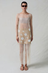 Ghost Crinkle Mesh Overlay Ivory