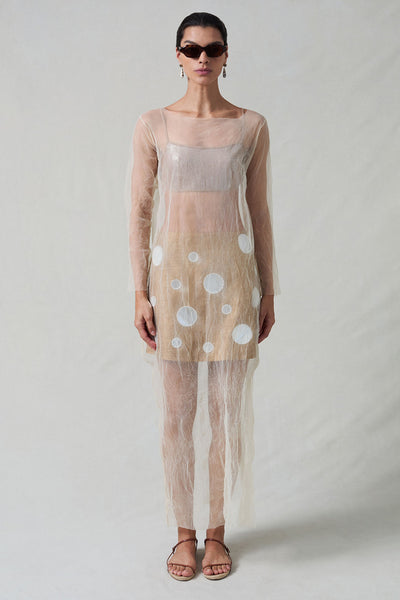Ghost Crinkle Mesh Overlay Ivory by Chan Luu | Ivory