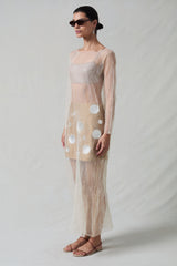 Ghost Crinkle Mesh Overlay Ivory