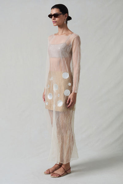 Ghost Crinkle Mesh Overlay Ivory