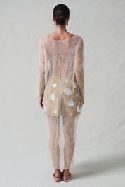Ghost Crinkle Mesh Overlay Ivory
