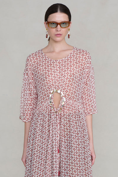 Cutout Sequin Chiffon Tunic Pink Sand