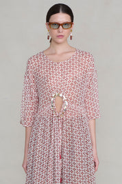 Cutout Sequin Chiffon Tunic Pink Sand