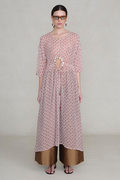 Cutout Sequin Chiffon Tunic Pink Sand