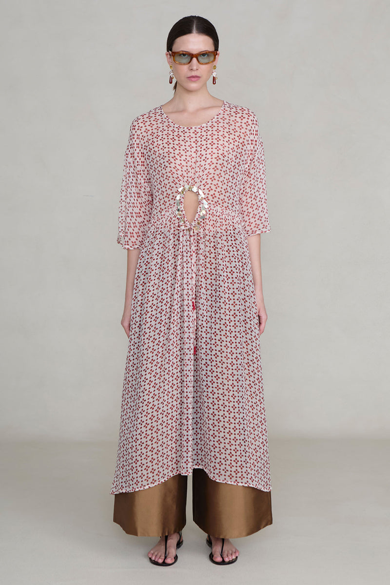 Cutout Sequin Chiffon Tunic Pink Sand