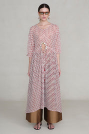 Cutout Sequin Chiffon Tunic Pink Sand