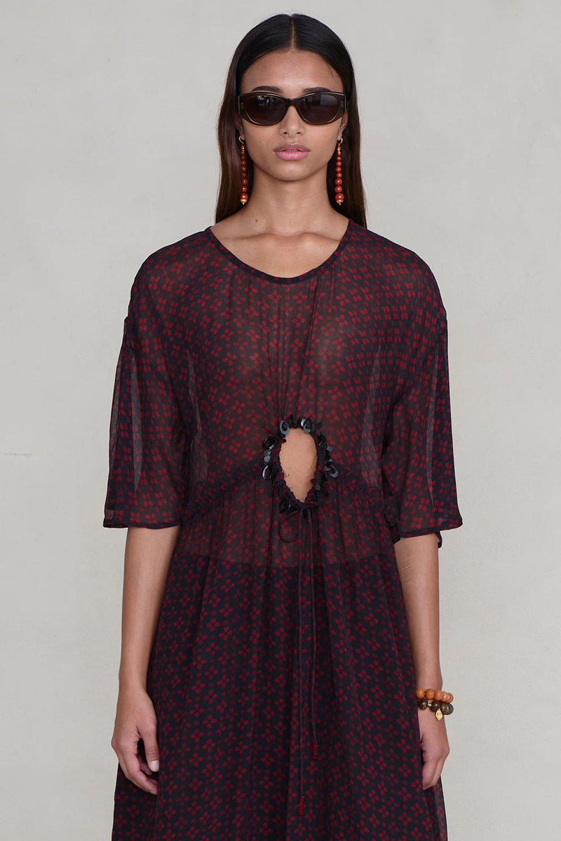 Cutout Sequin Chiffon Tunic